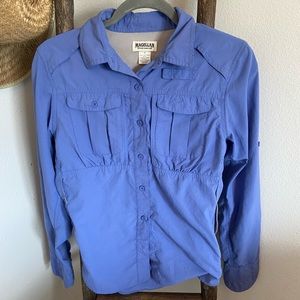 M Magellan sportswear in a pretty lavender lady’s shirt